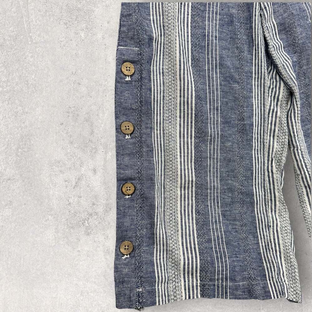 J. Jill Pants Blue And White Striped Cropped Wide Leg Linen Blend Size PS button - Picture 4 of 8